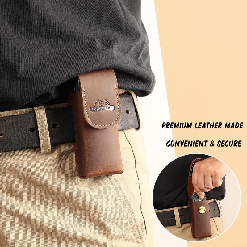 topstache Leather Multitool Sheath - Multitool Holster for Belt - Belt Loop Multitool Pouch - Magnetic Closure Tool Pouch Case, - Image 2